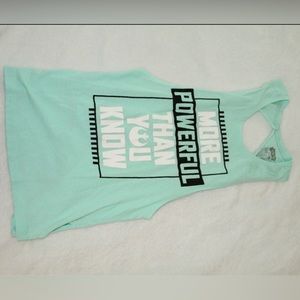 Teal Gym tank top, cut off sides and Star Wars edition.